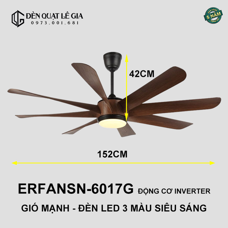 Quạt Trần Hiện Đại ERFANSN-6017G top