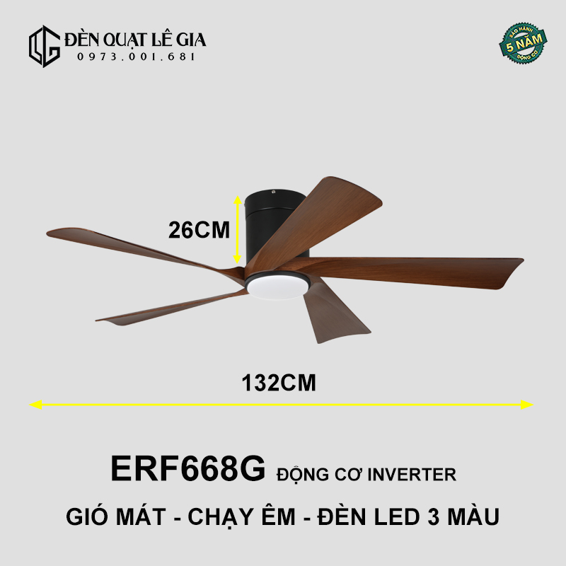 Quạt Trần Cổ Ngắn Chung Cư ERF668G top
