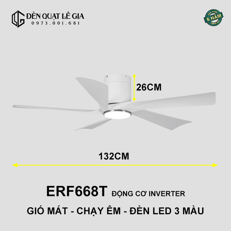 Quạt Trần Cổ Ngắn Chung Cư ERF668T top