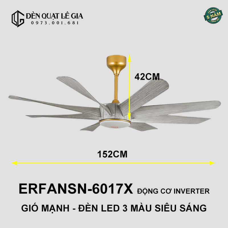 Quạt Trần Hiện Đại ERFANSN-6017X top