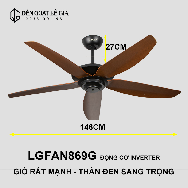 Quạt trần hiện đại Strong Wind LGFAN869G top