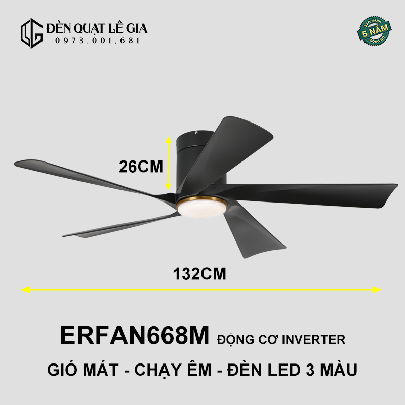Quạt Trần Cổ Ngắn Chung Cư ERF668D top