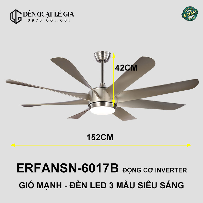 Quạt Trần Hiện Đại ERFANSN-6017B top