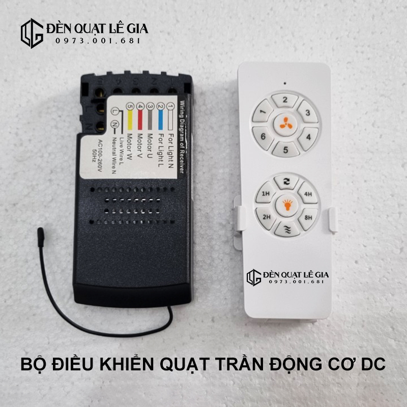 Bộ nguồn và điều khiển quạt trần DC 6 số - Trắng top