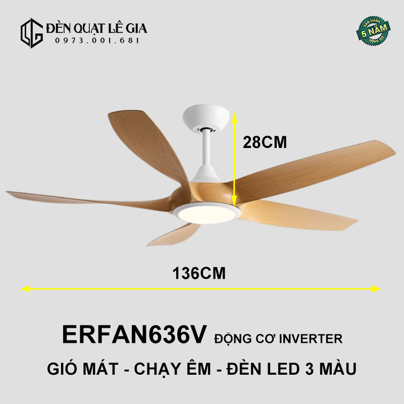 Quạt Trần Hiện Đại ERFAN636V top