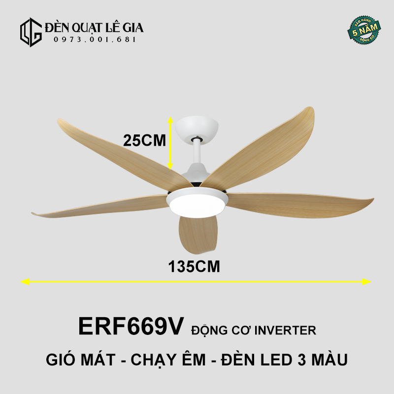 Quạt Trần Cổ Ngắn Hiện Đại Chung Cư ERF669V top