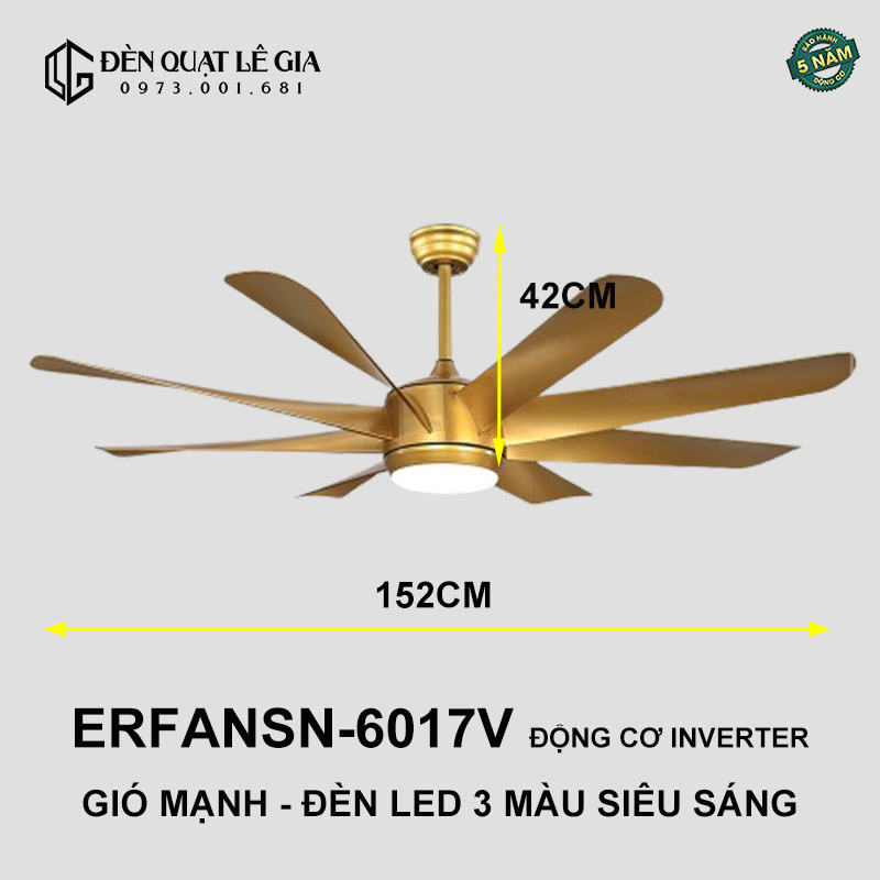 Quạt Trần Hiện Đại ERFANSN-6017V top