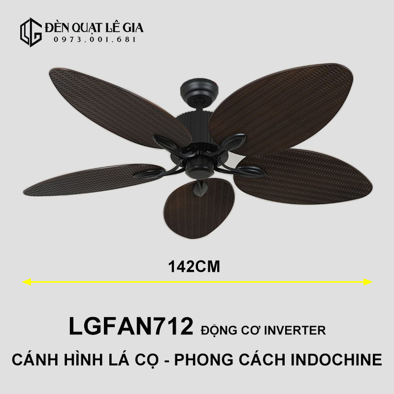 Quạt trần phong cách đông dương Indochine style LGFAN712 top