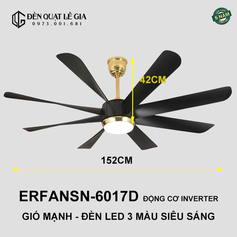 Quạt Trần Hiện Đại ERFANSN-6017D top