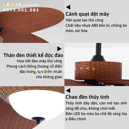 Quạt trần phong cách đông dương LGFAN739D